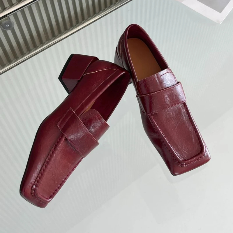 Leatherwork Designs - Women Square Toe Chunky Heel Dress