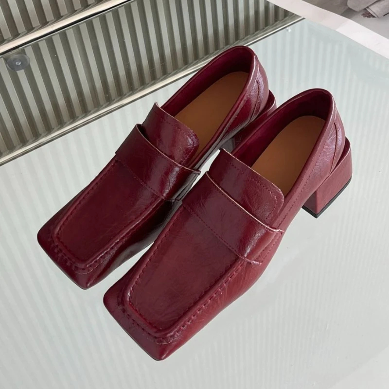 Women Square Toe Chunky Heel D - Leatherwork Designs review and price