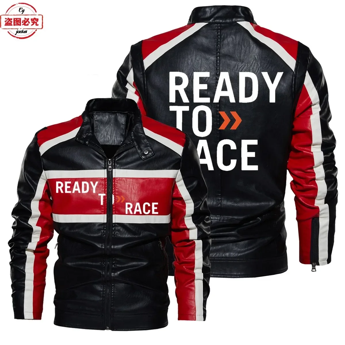 Ready To Race Logo Printed Off - Leather Work Jacket With Hood review and price