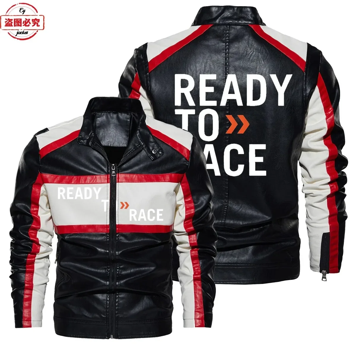 Ready To Race Logo Printed Off - Leather Work Jacket With Hood review and price