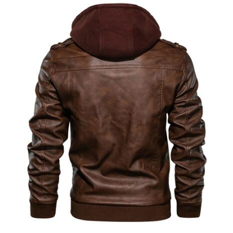 Men Hooded Coats Pu Jackets Zi - Leather Work Jacket With Hood review and price