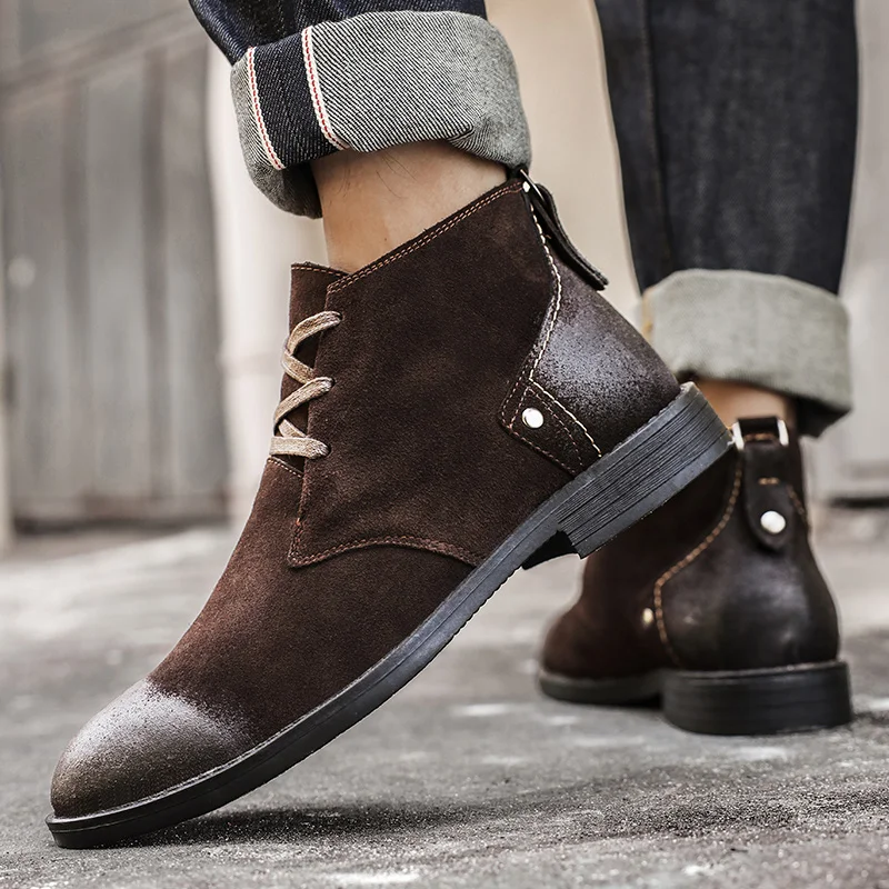 New Cow Suede Ankle Boots Hand - Leatherwork Designs review and price