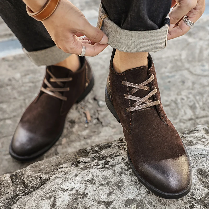 New Cow Suede Ankle Boots Hand - Leatherwork Designs review and price