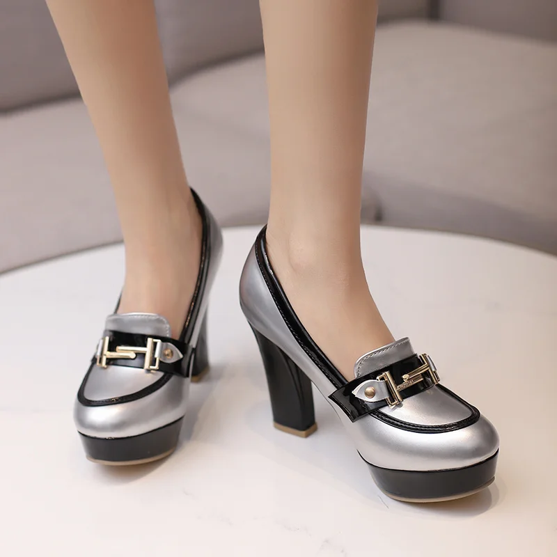 Fashion Metal Chain Women Loaf - Leather Work Dress review and price