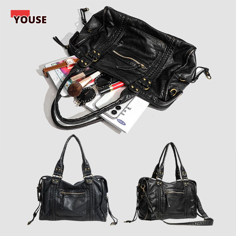 ​​Braided Trim Black Leather T - Leather Work Bag Women review and price