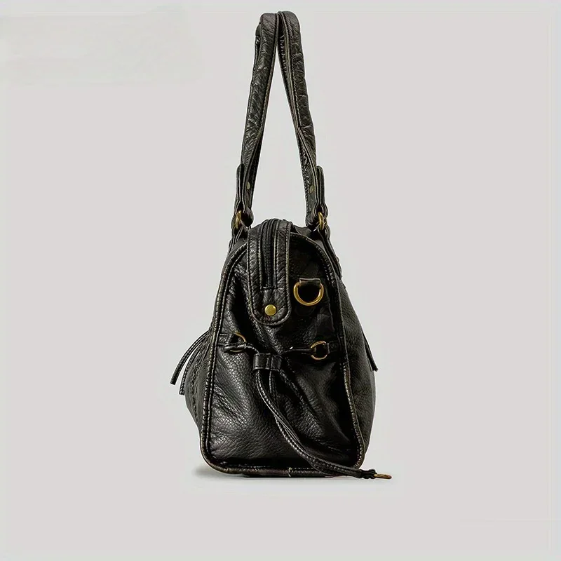 ​​Braided Trim Black Leather T - Leather Work Bag Women review and price