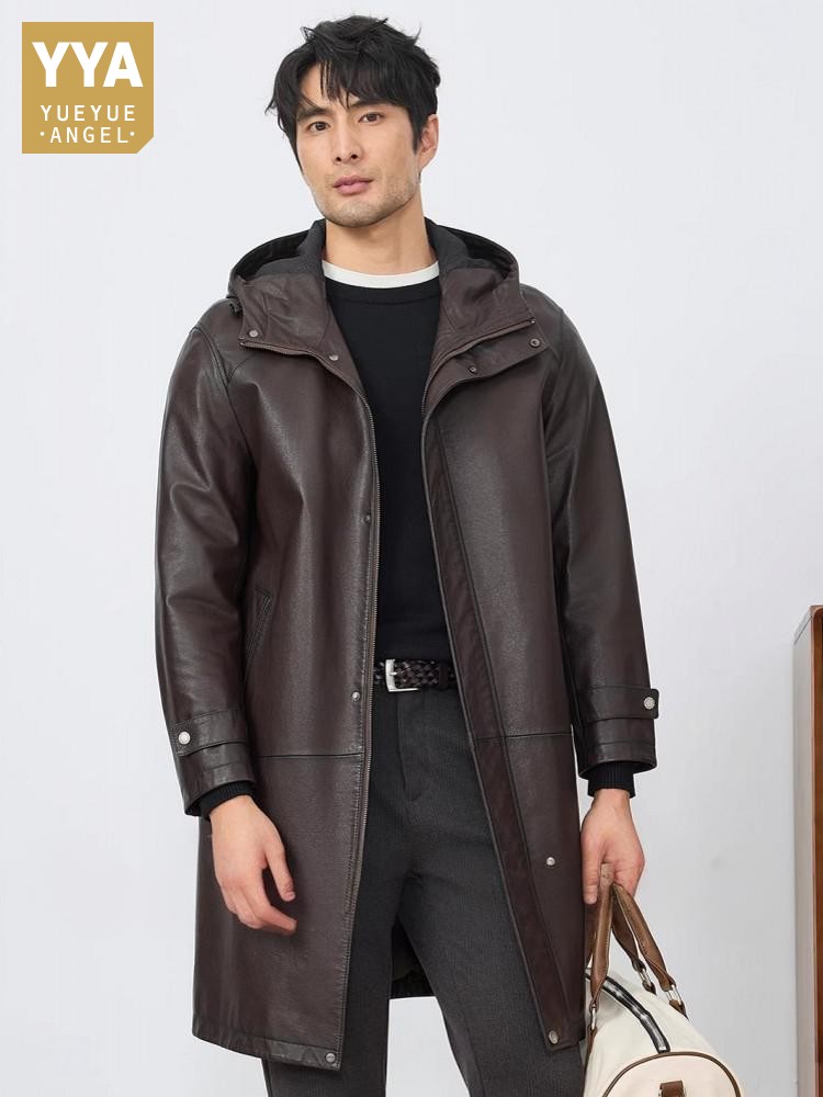 Fashion Mens Autum New Hooded  - Leather Work Jacket With Hood review and price