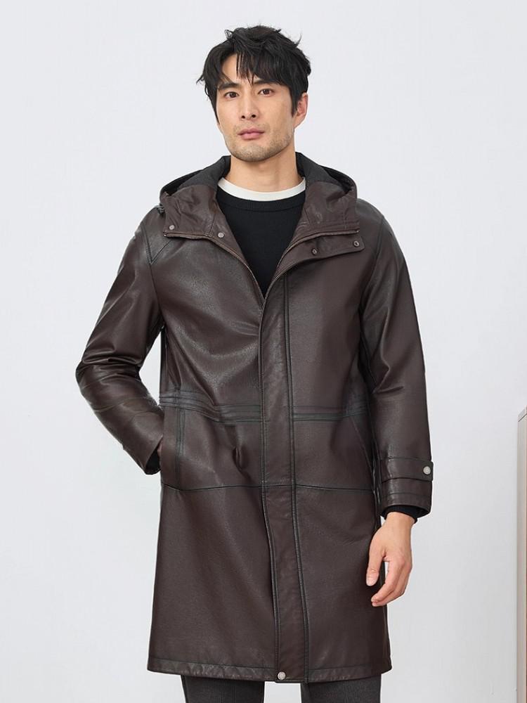 Fashion Mens Autum New Hooded  - Leather Work Jacket With Hood review and price