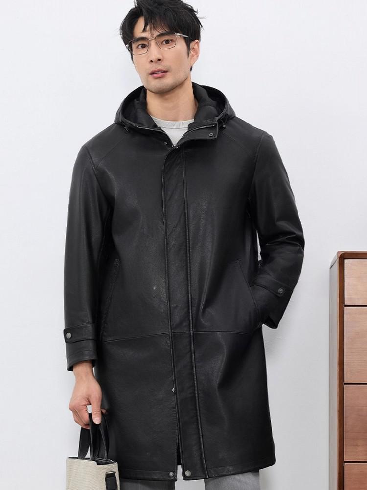 Fashion Mens Autum New Hooded  - Leather Work Jacket With Hood review and price