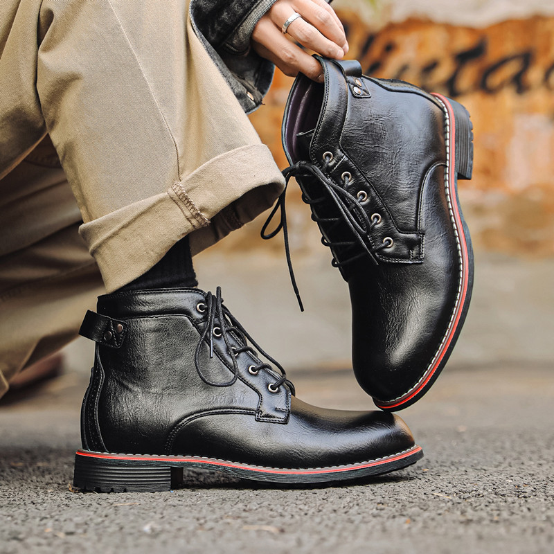 Luxury Retro High Men's Leathe - Leather Work Dress review and price
