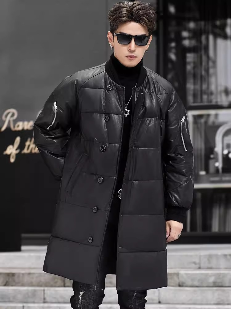 Winter New Men Hooded Long Gen - Leather Work Jacket With Hood review and price