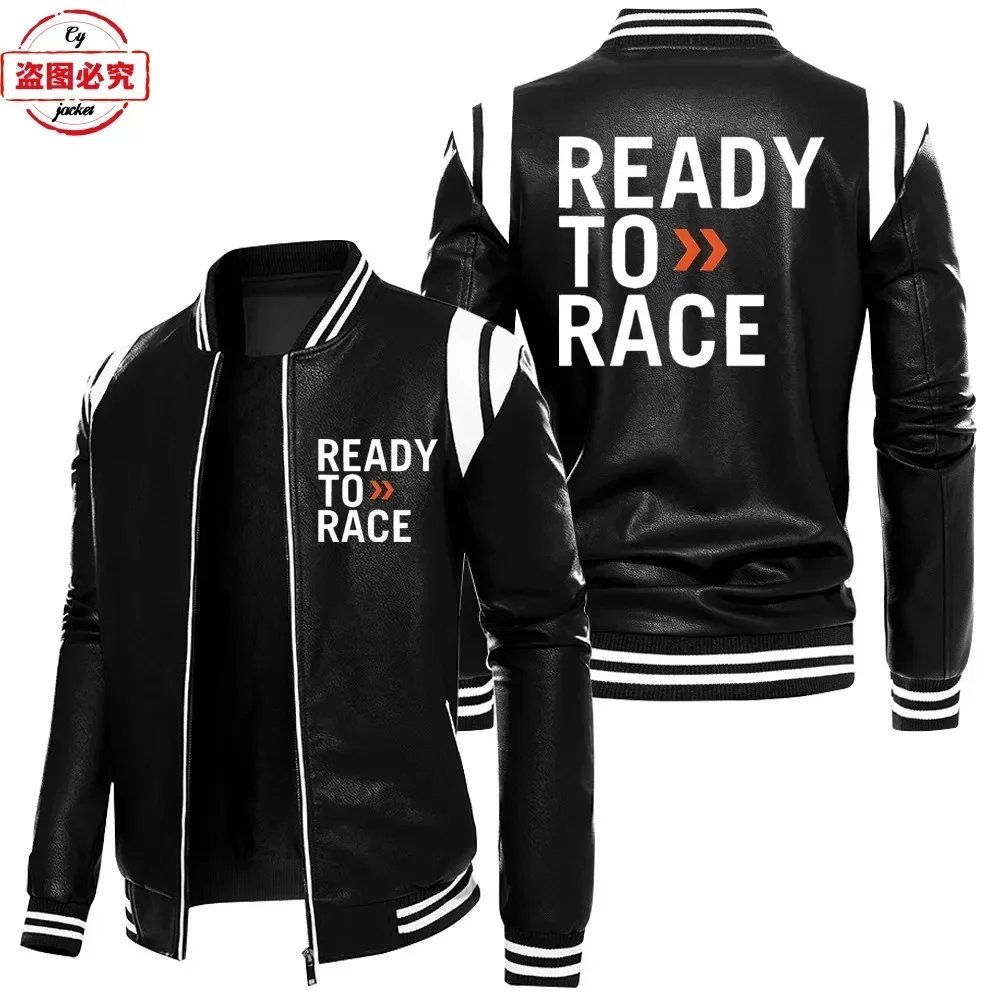 Ready To Race Logo Printed Off - Leather Work Jacket With Hood review and price