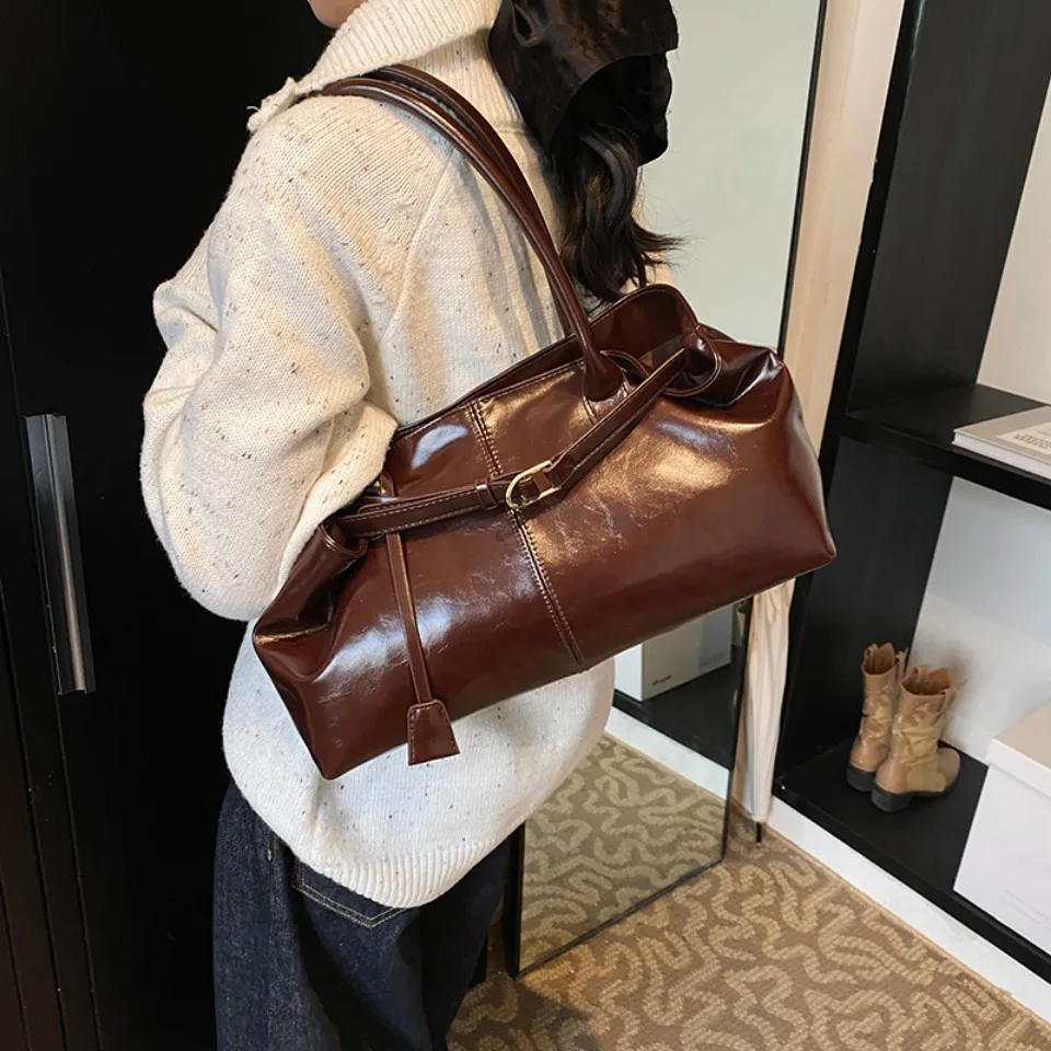 Winter Oil PU Leather Hobo Han - Leather Work Bag Women review and price