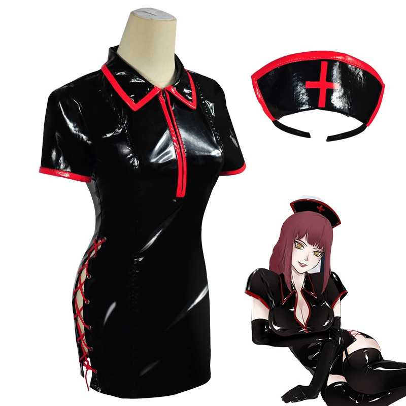 Anime Chainsaw Man Cosplay Cos - Leather Work Dress review and price