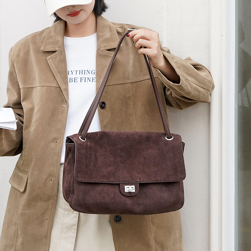Genuine Suede Leather Underarm - Leather Work Bag Women review and price