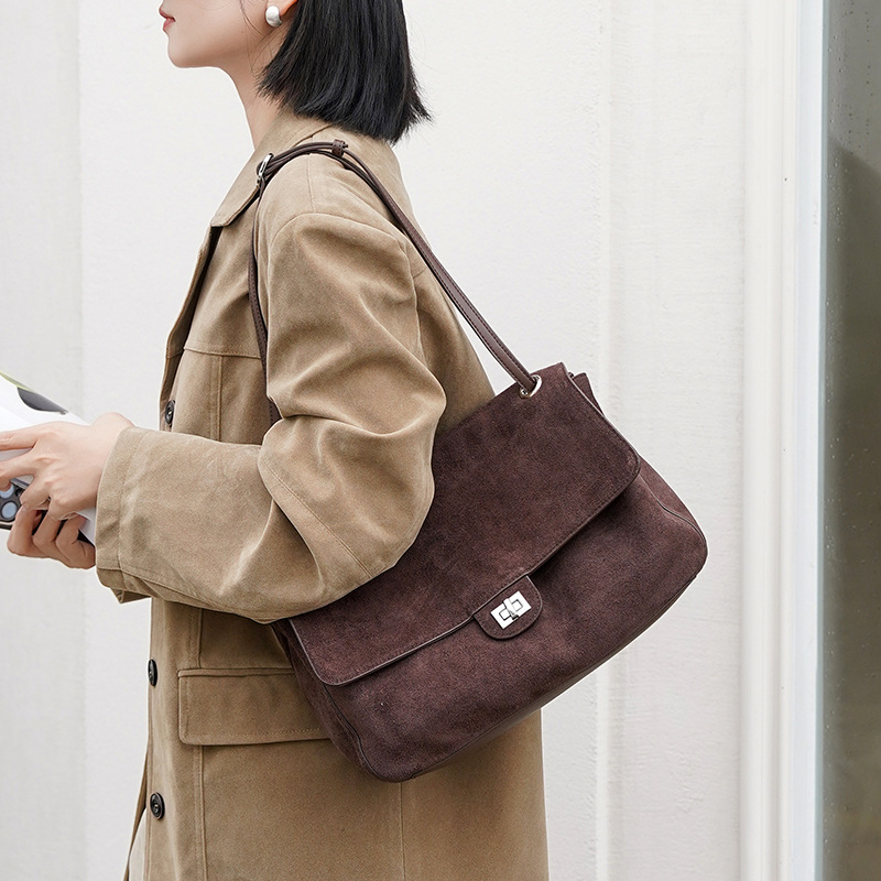 Genuine Suede Leather Underarm - Leather Work Bag Women review and price