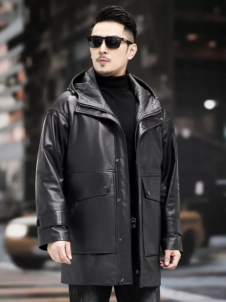 Winter Men Warm Work Down Jack - Leather Work Jacket With Hood review and price
